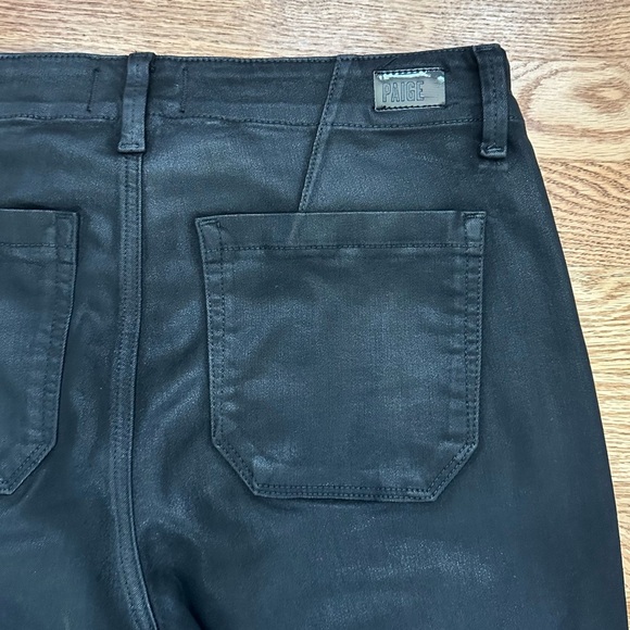PAIGE Mayslie Straight Ankle Jeans Black Fog Luxe Coating Size 29 - Picture 10 of 13